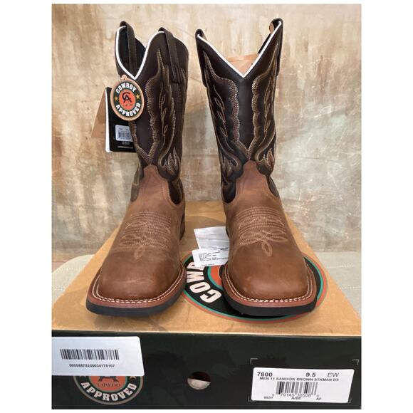 Laredo Montana 7800 Men\'s Western Cowboy Boot Sand Chocolate Leather 9.5 EW Wide main image 9